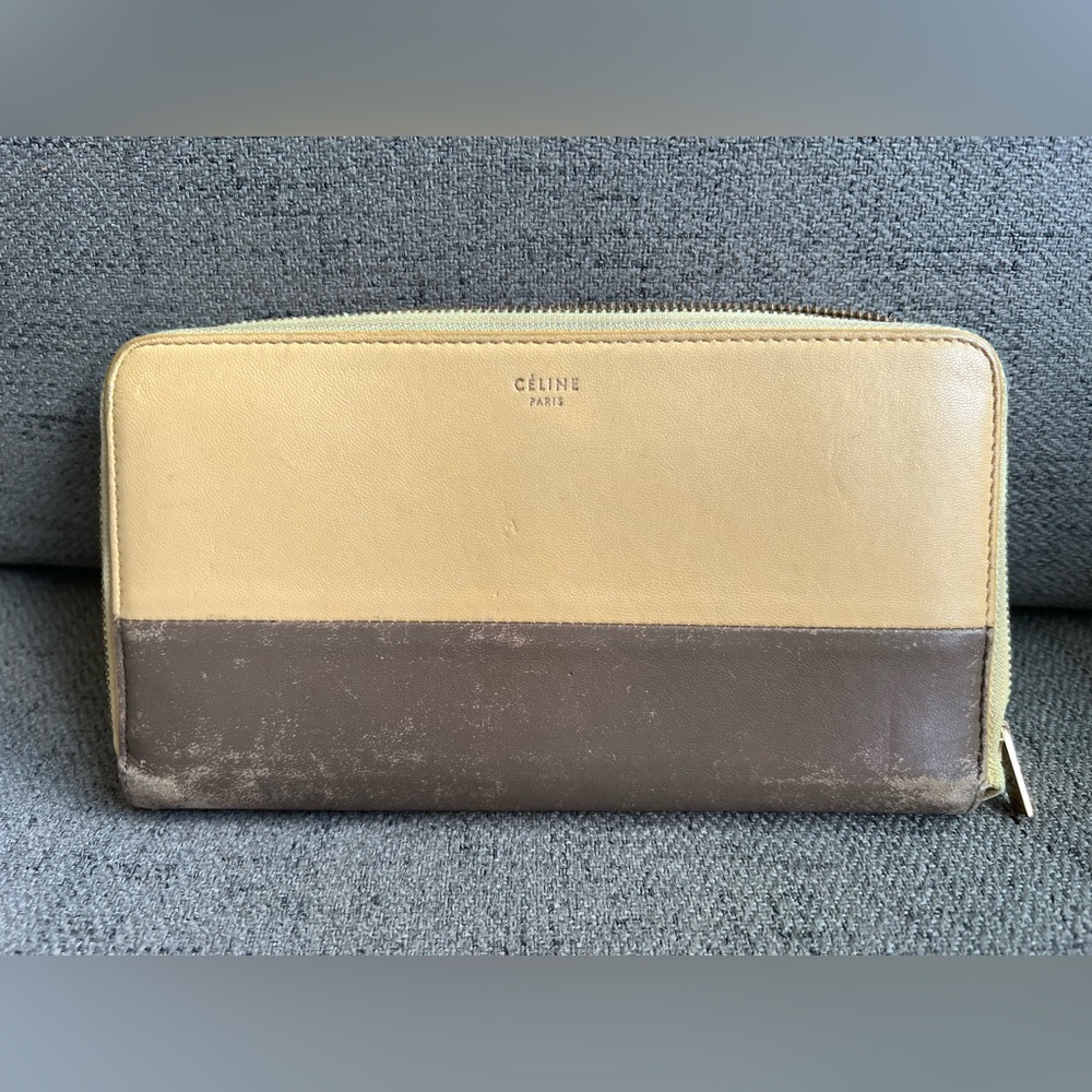 Celine Two-Tone Leather Zipper Wallet - Picture 3 of 12